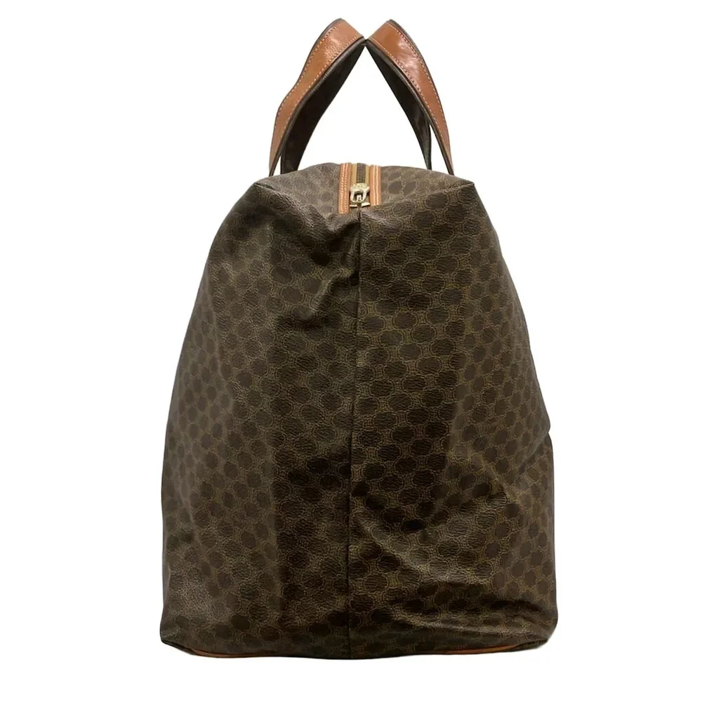 Celine Macadam Boston Bag Dark Beige Dark Brown PVC Leather